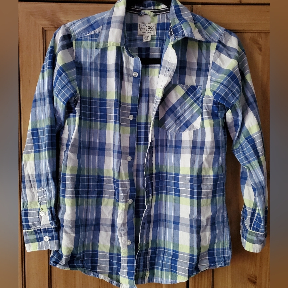 Full Outfit The Children's Place Blue and Green Plaid Shirt And Old Navy Jeans